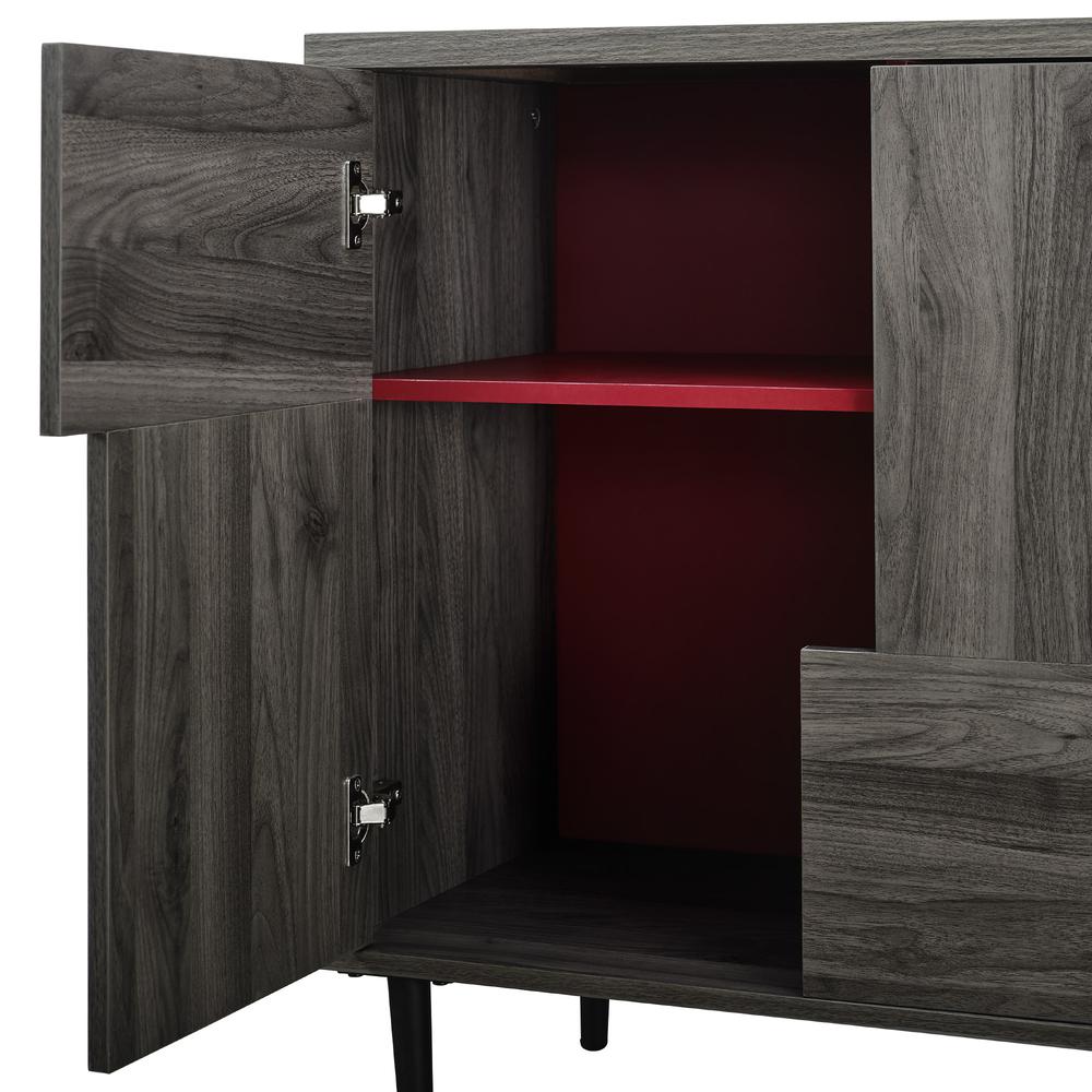 30" Modern Color Pop Accent Cabinet - Slate Grey/Red Interior. Picture 4