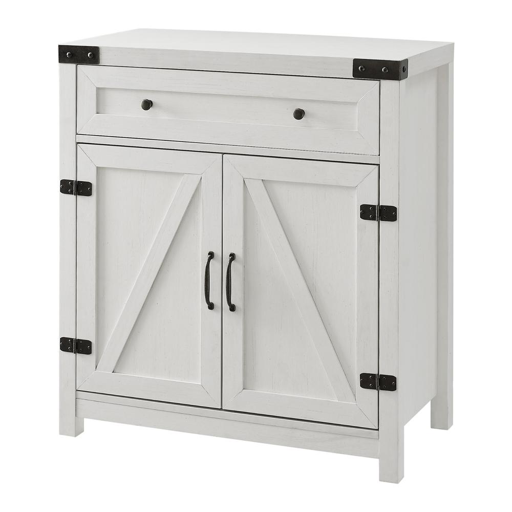 30" Farmhouse Barn Door Accent Cabinet - Brushed White. Picture 2
