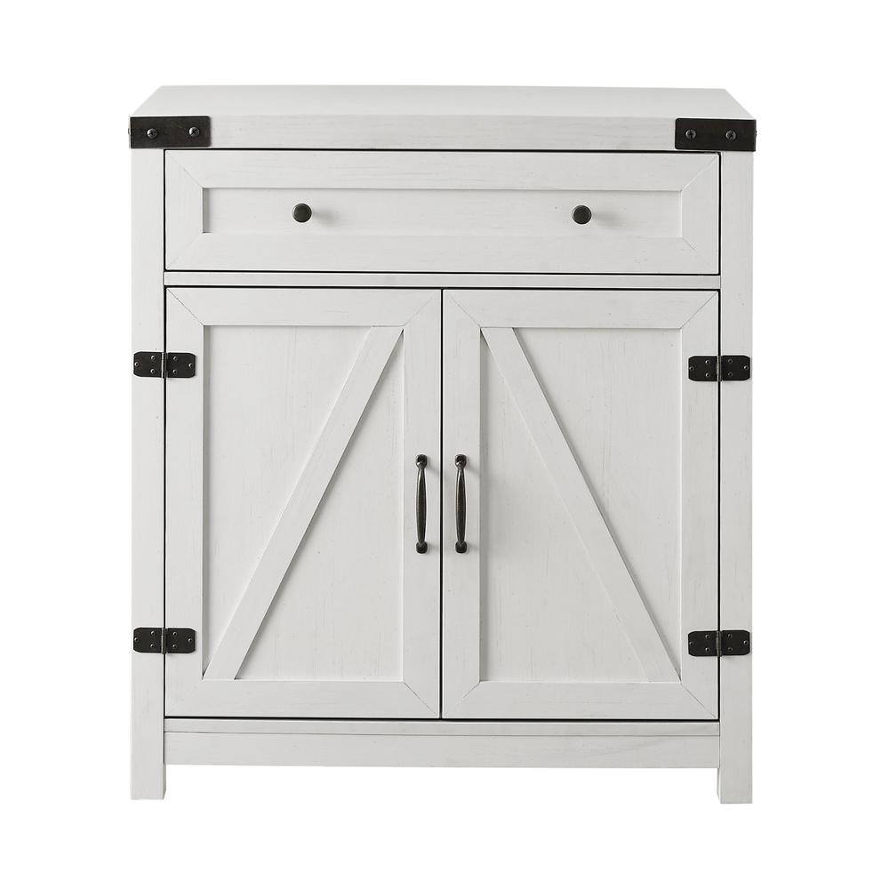 30" Farmhouse Barn Door Accent Cabinet - Brushed White. Picture 3