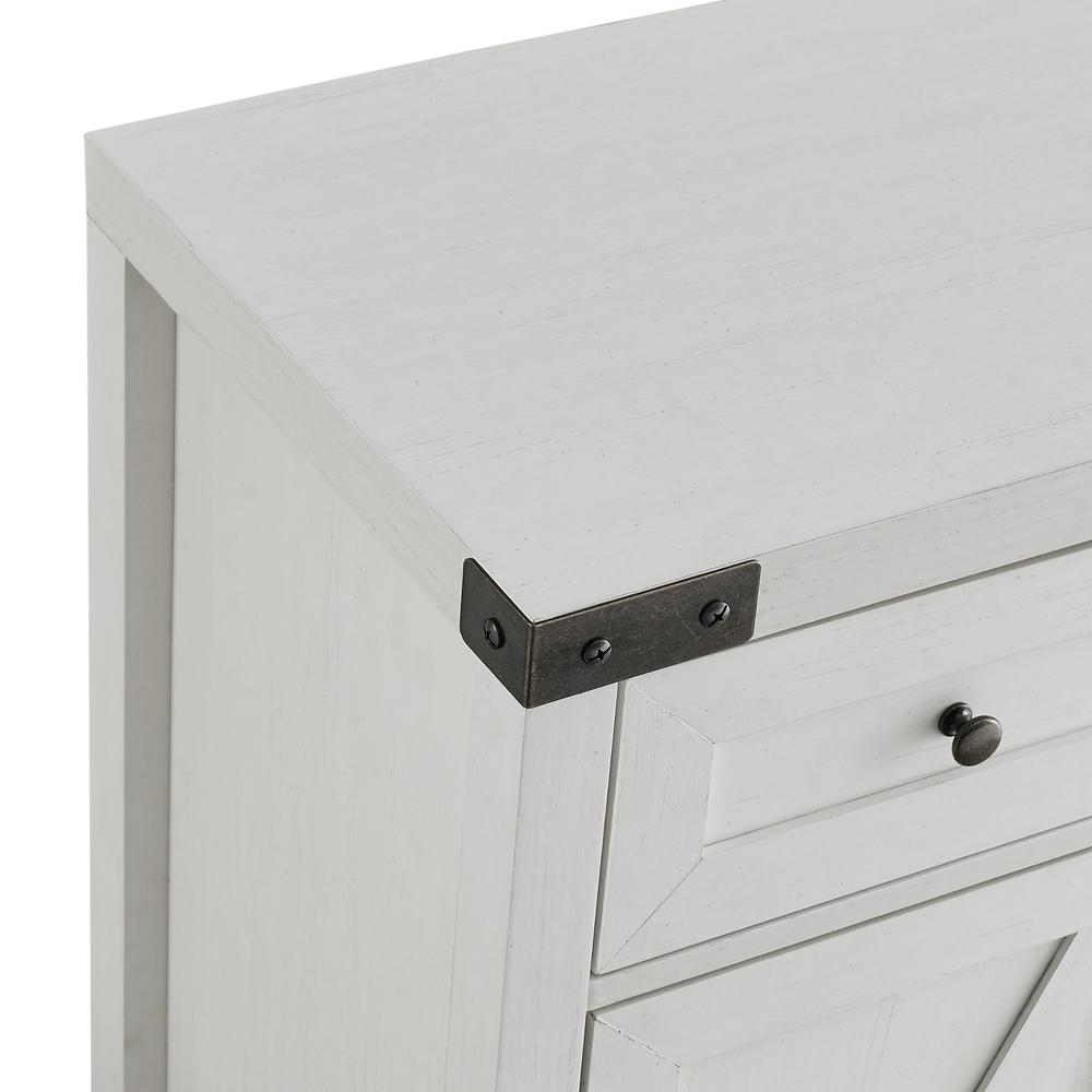 30" Farmhouse Barn Door Accent Cabinet - Brushed White. Picture 5