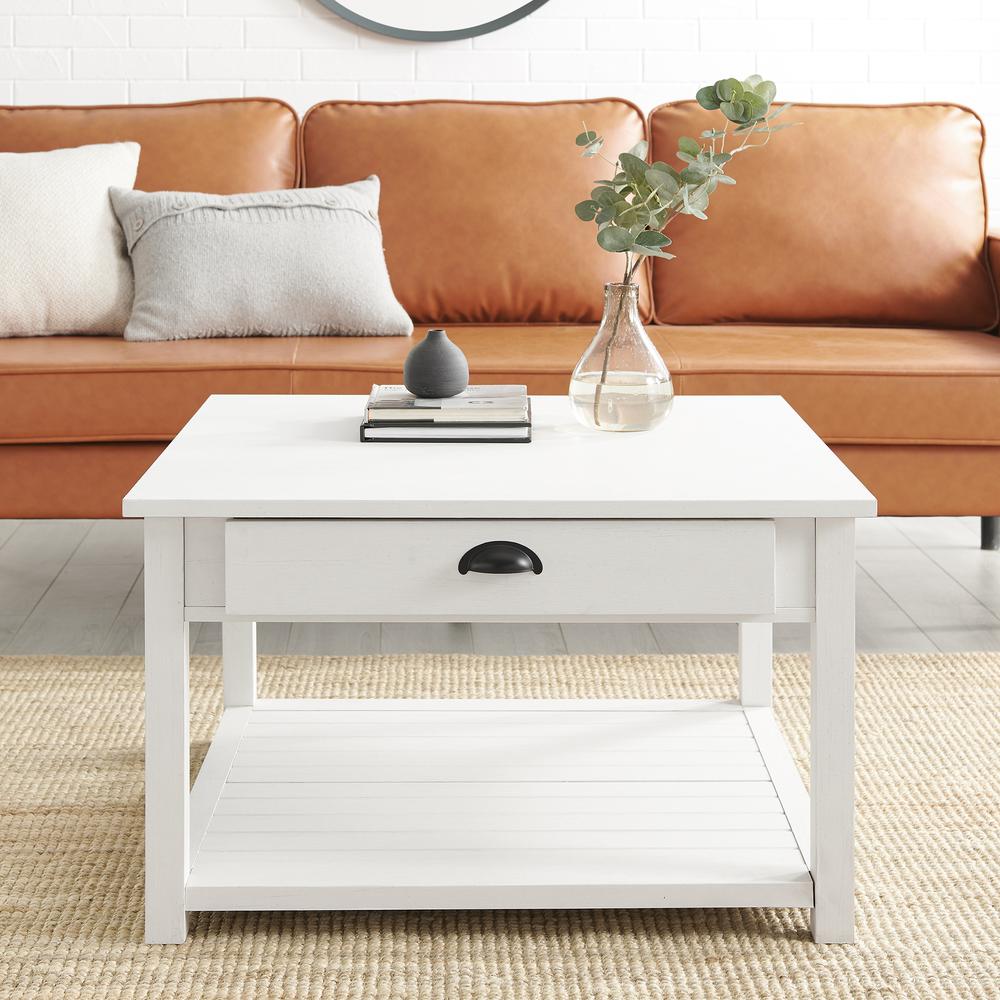 30" Square Country Coffee Table - Brushed White. Picture 9