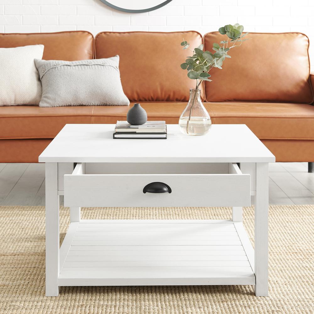 30" Square Country Coffee Table - Brushed White. Picture 10