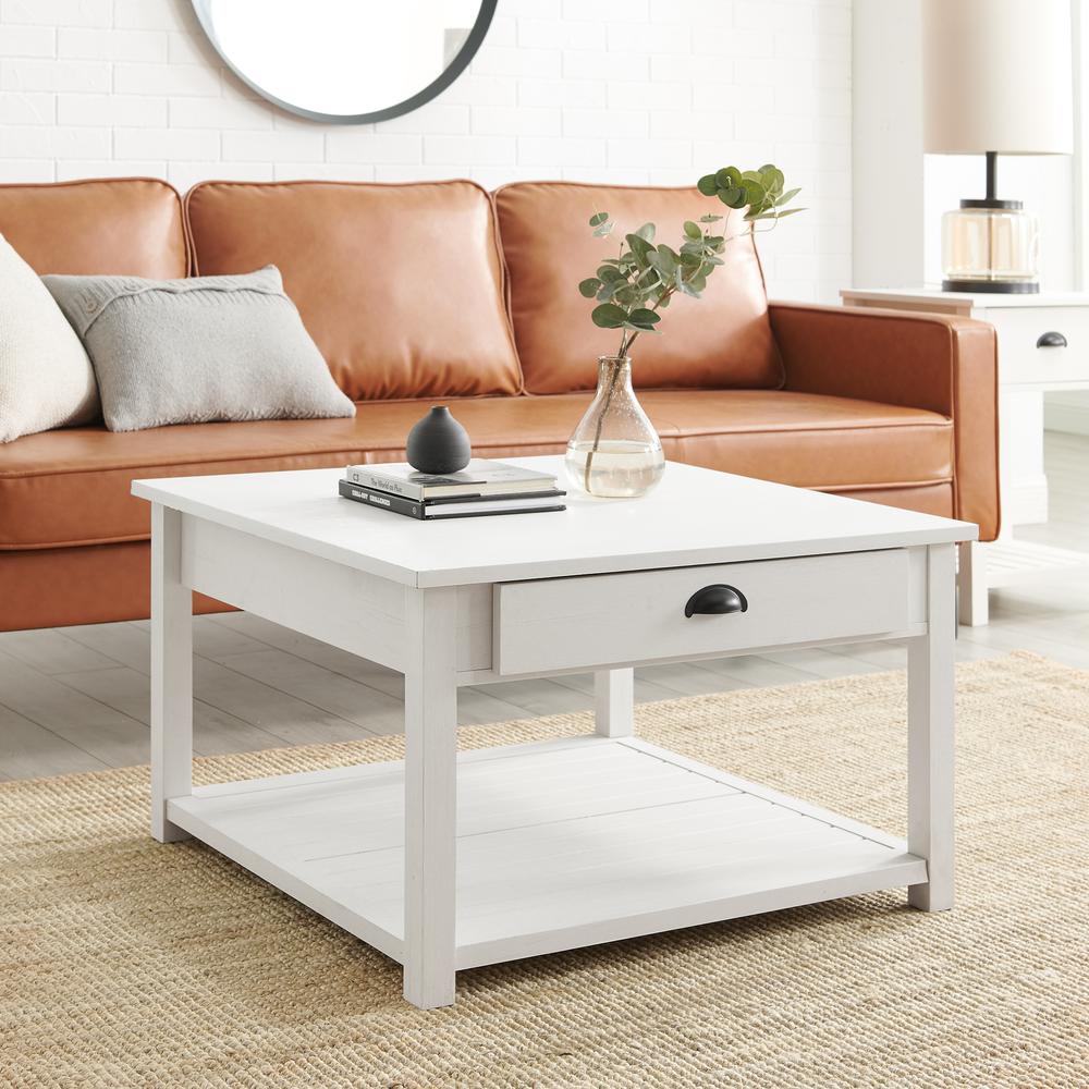30" Square Country Coffee Table - Brushed White. Picture 11