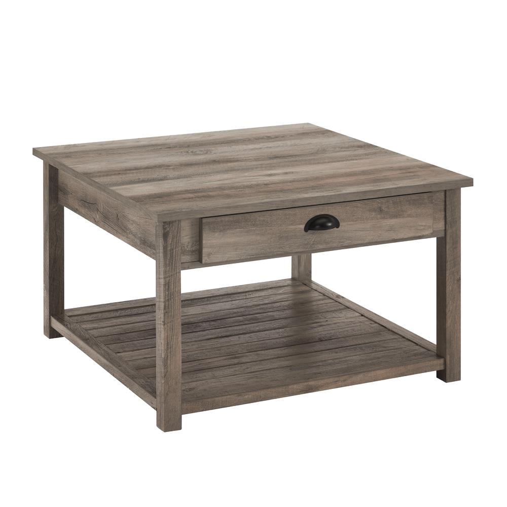 30" Square Country Coffee Table - Grey Wash. Picture 1