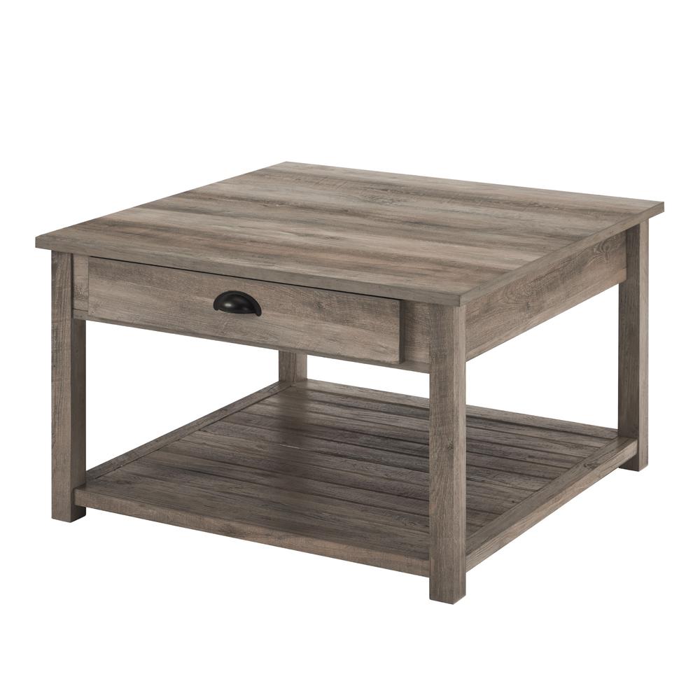 30" Square Country Coffee Table - Grey Wash. Picture 3