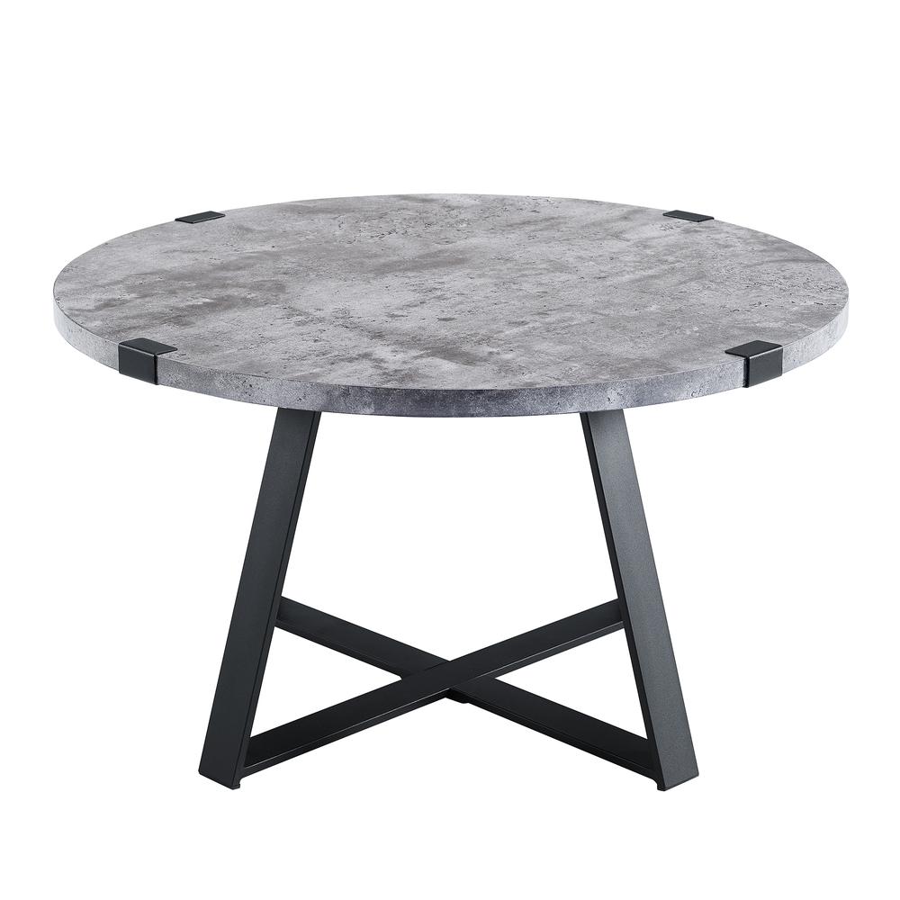 30" Metal Wrap Coffee Table - Dark Concrete. Picture 1