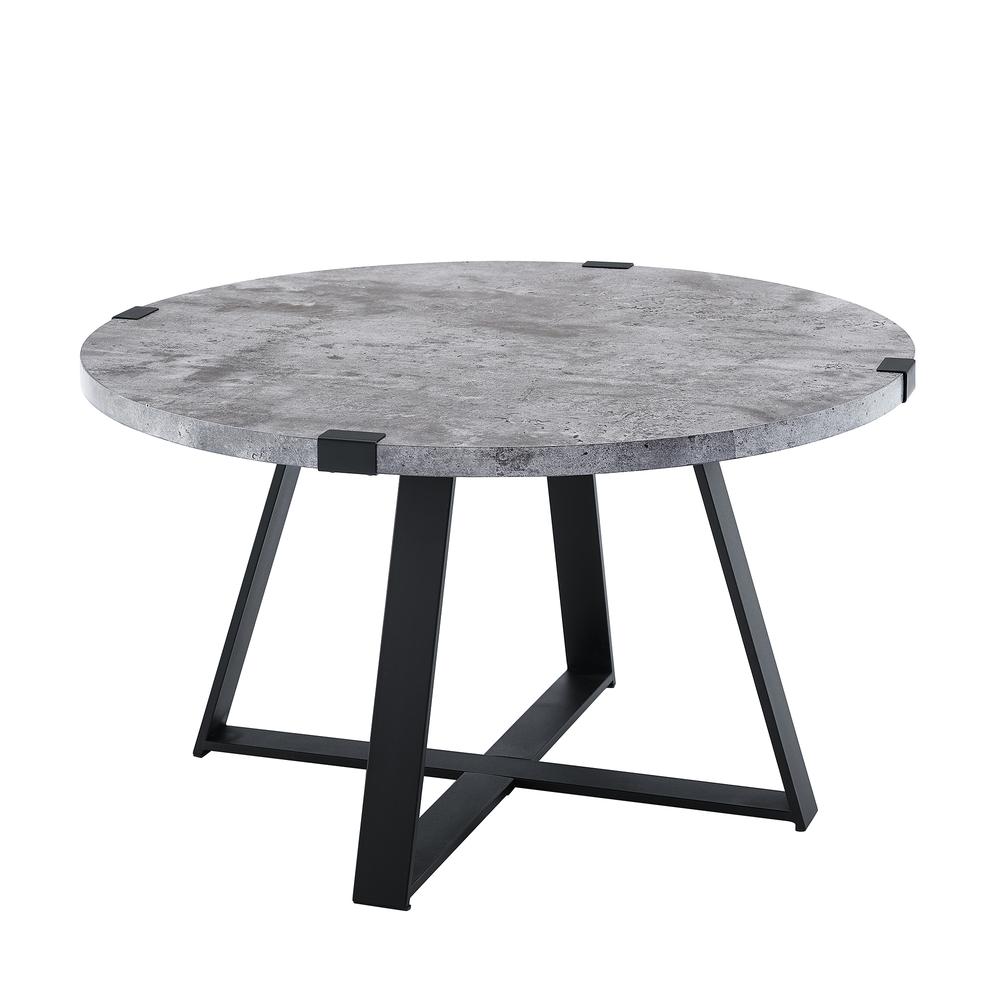 30" Metal Wrap Coffee Table - Dark Concrete. Picture 3