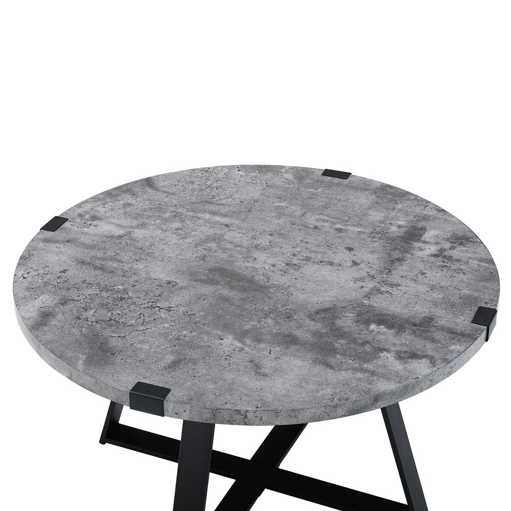 30" Metal Wrap Coffee Table - Dark Concrete. Picture 4