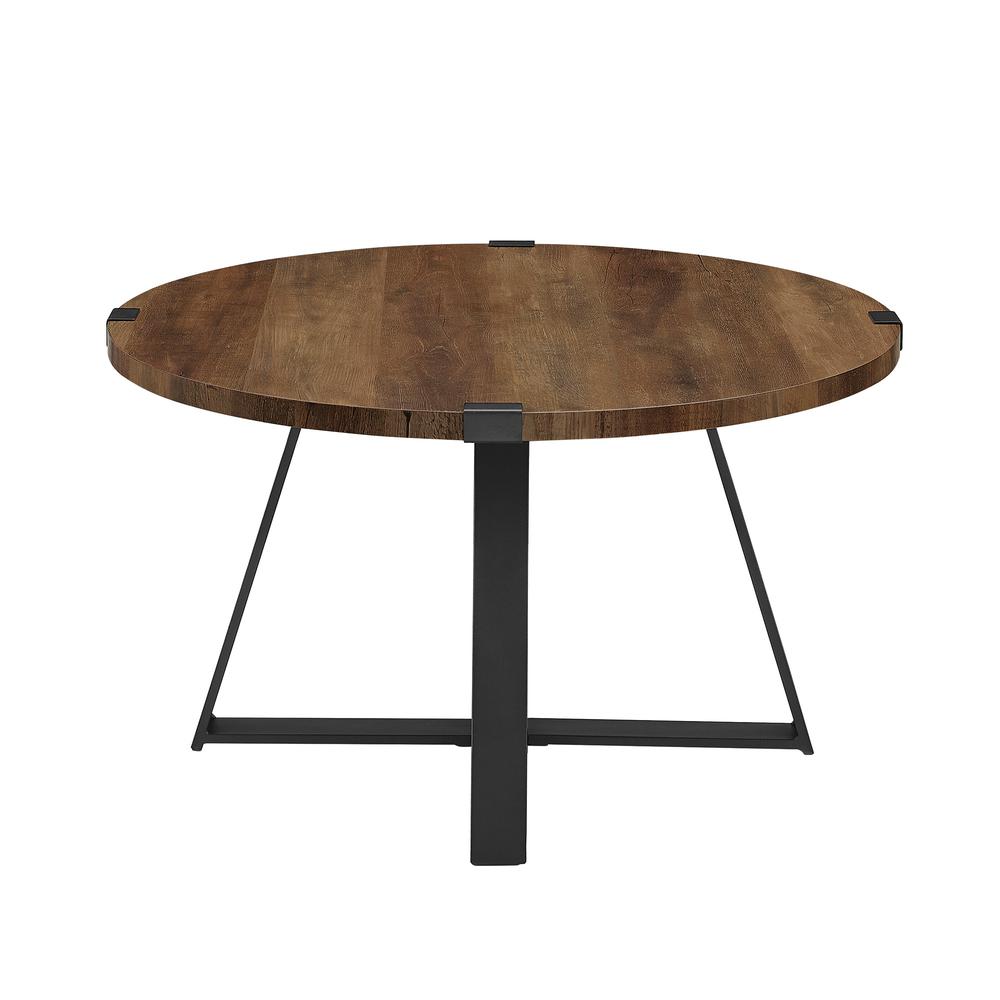30" Metal Wrap Round Coffee Table - Rustic Oak/Black. Picture 5
