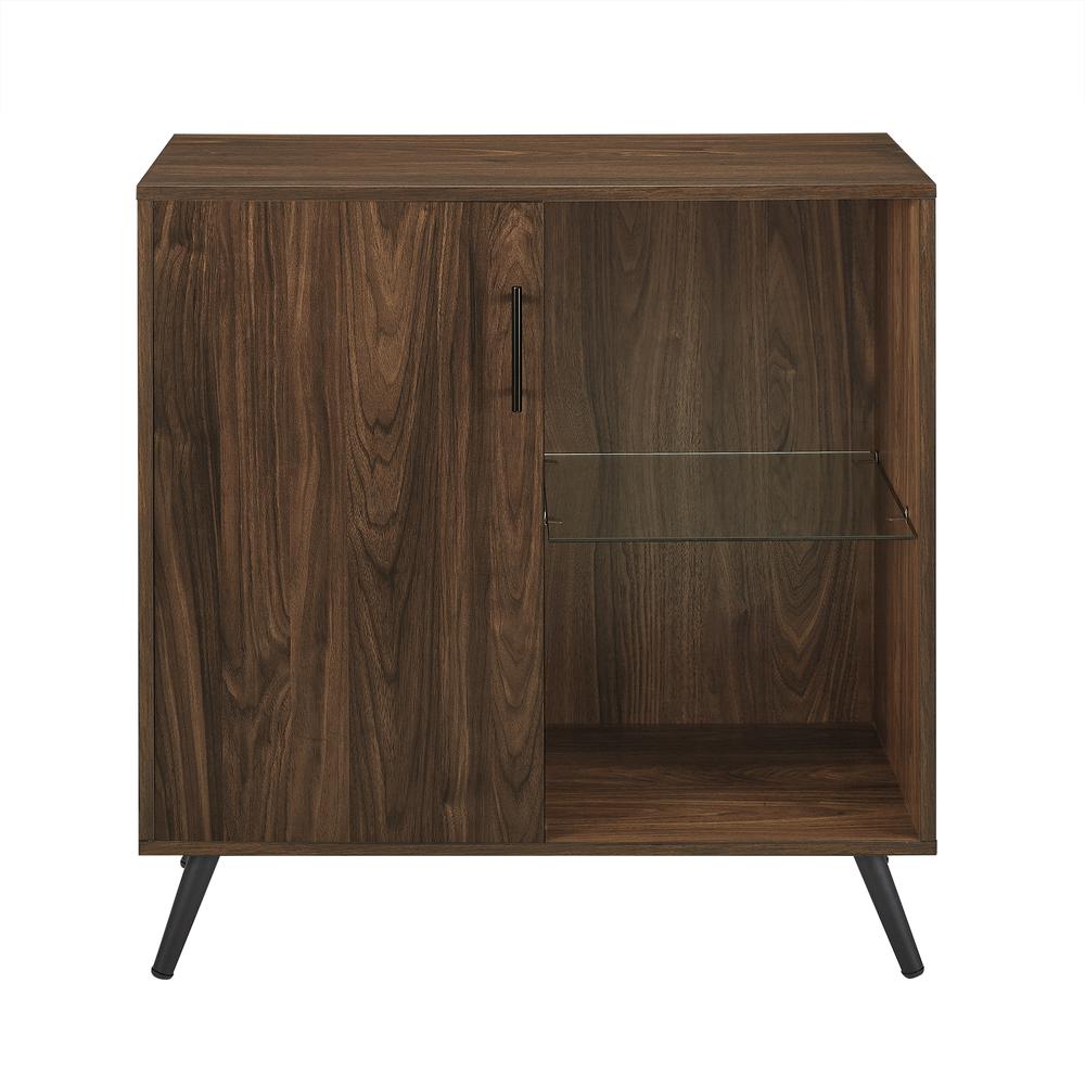 30" Wood Accent Cabinet with Glass Shelf - Dark Walnut. Picture 2