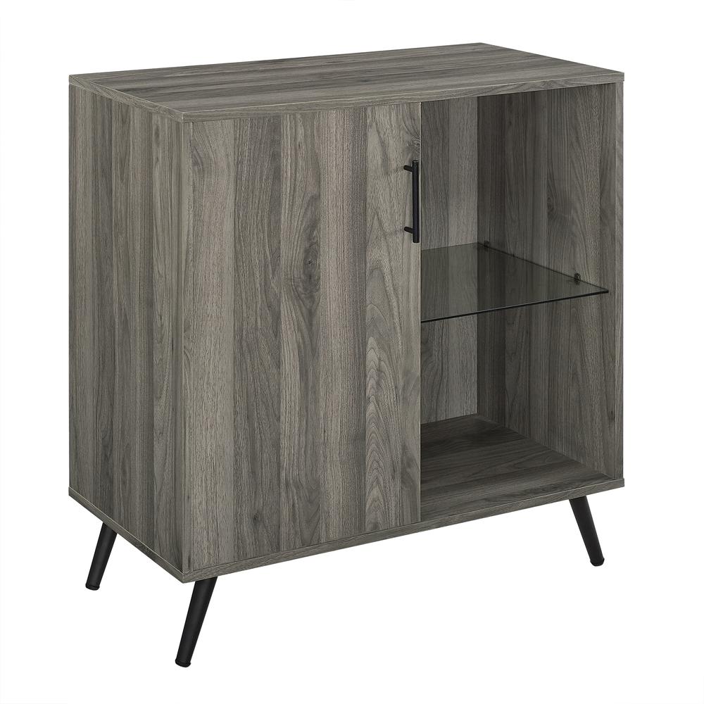 30" Wood Accent Cabinet with Glass Shelf - Slate Grey. Picture 1