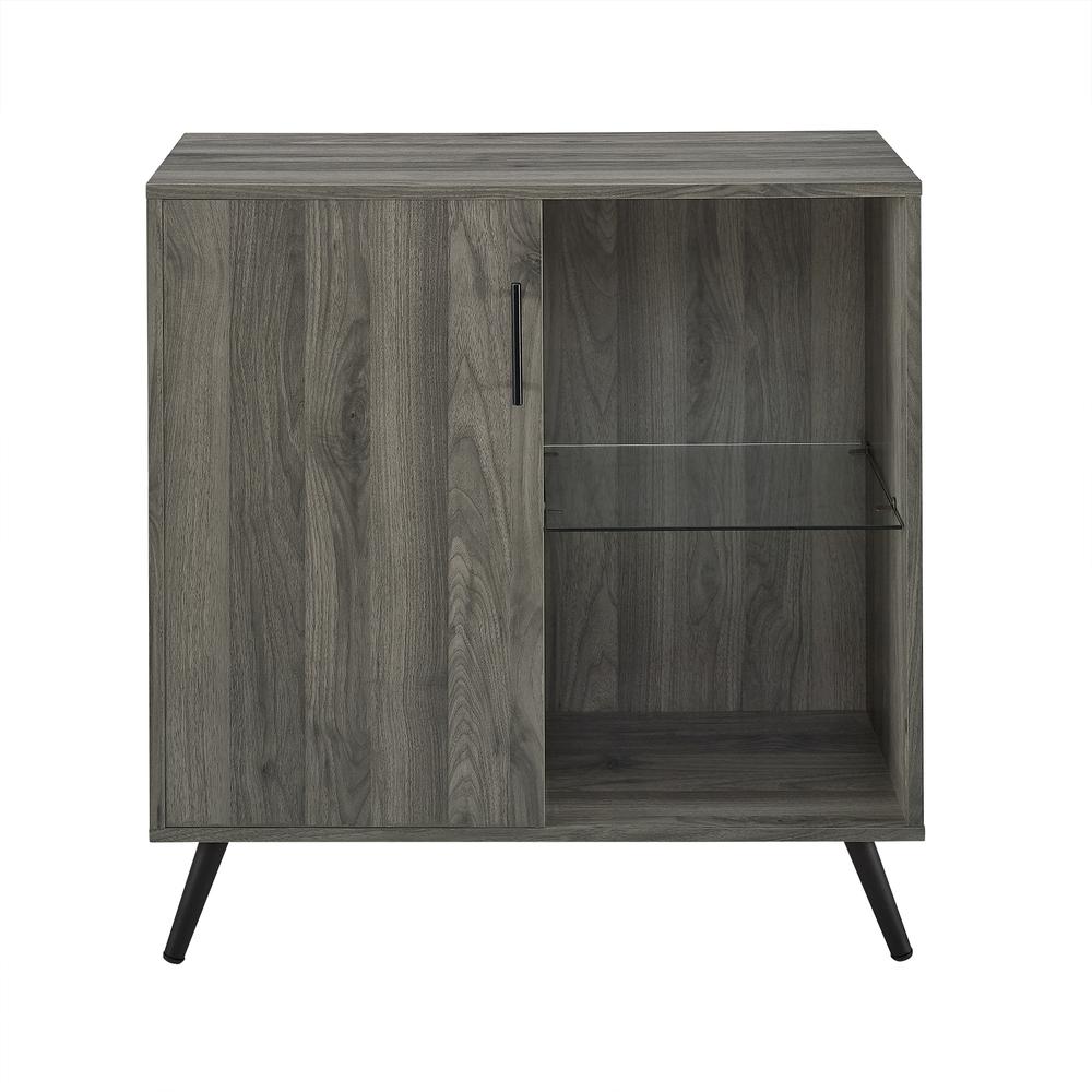 30" Wood Accent Cabinet with Glass Shelf - Slate Grey. Picture 2