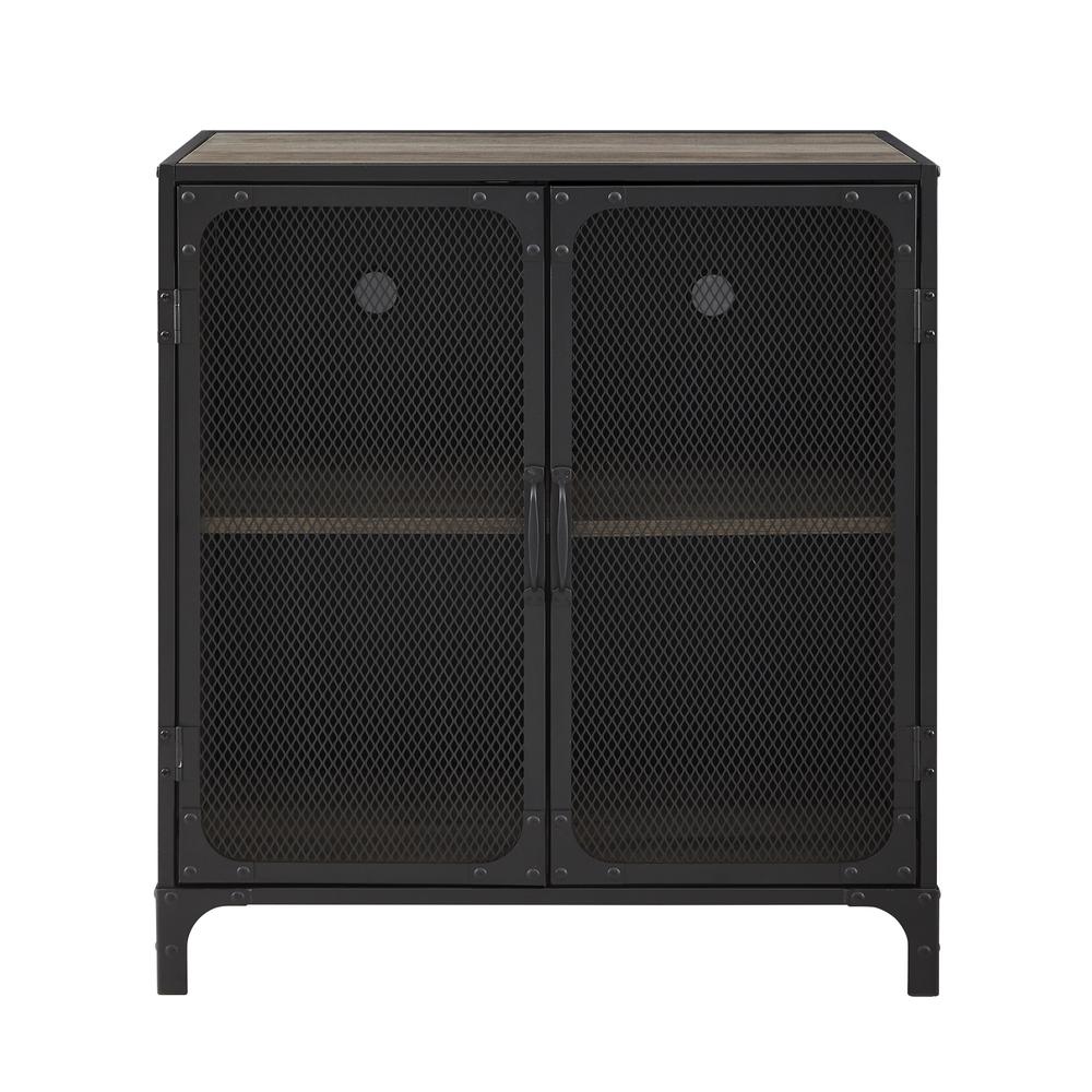 30" Urban Industrial Accent Cabinet with  Metal Mesh Doors - Grey Wash. Picture 6