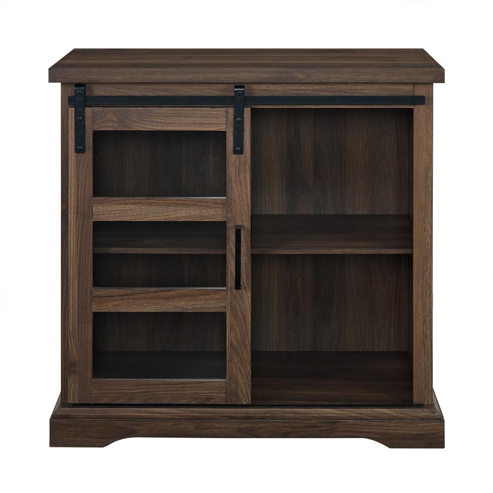32" Modern Wood Buffet Cabinet with Sliding Glass Door - Dark Walnut. Picture 3