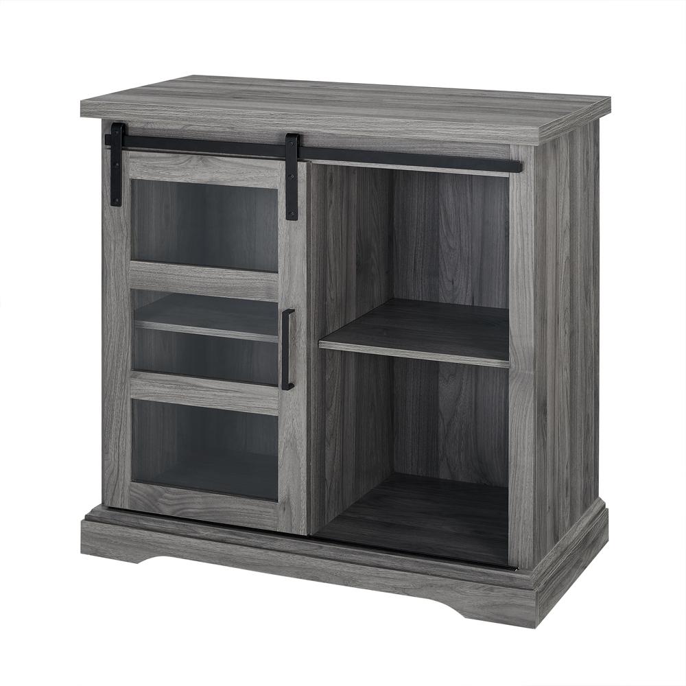 32" Modern Wood Buffet Cabinet with Sliding Glass Door - Slate Grey. Picture 2
