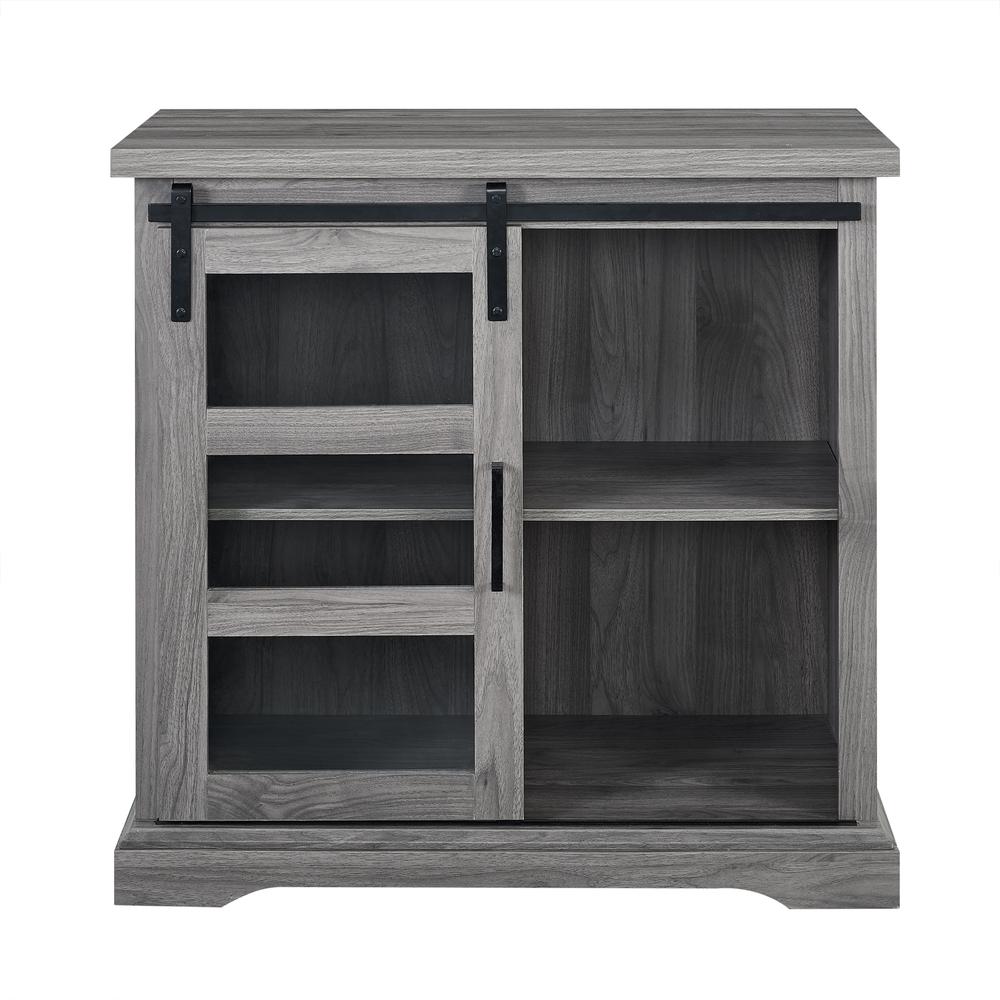 32" Modern Wood Buffet Cabinet with Sliding Glass Door - Slate Grey. Picture 3