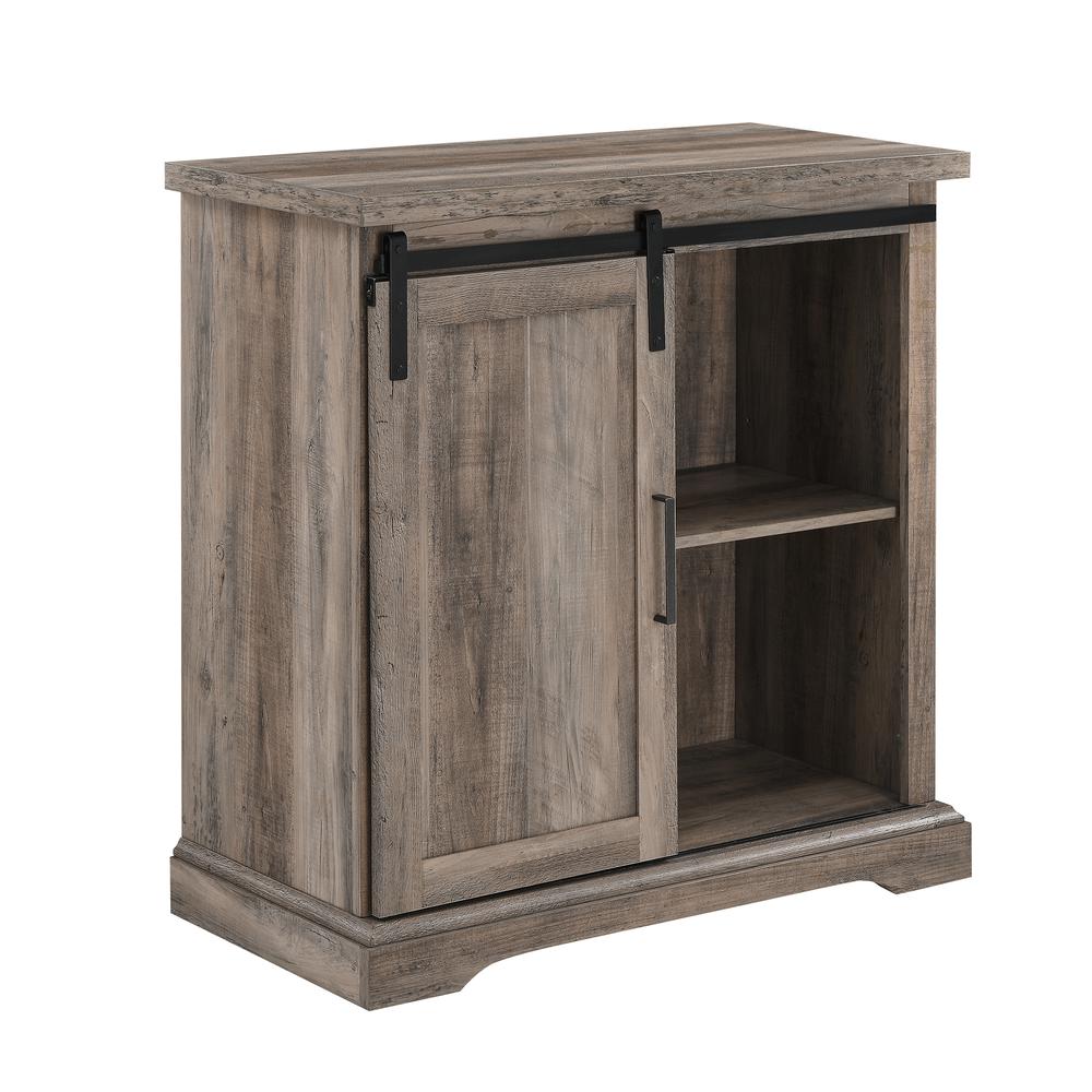 Alba 32" Accent Cabinet with Sliding Grooved Door - Grey Wash. Picture 4
