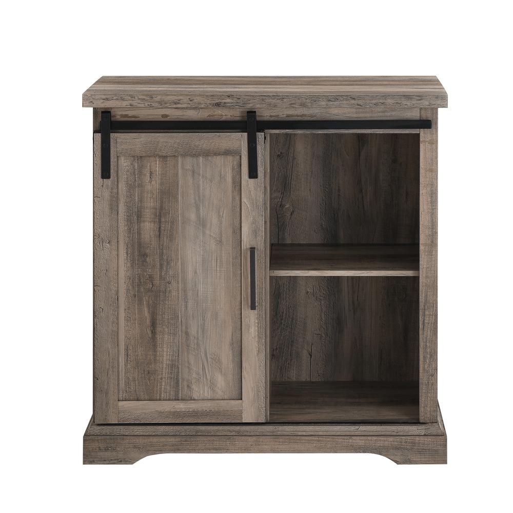 Alba 32" Accent Cabinet with Sliding Grooved Door - Grey Wash. Picture 5