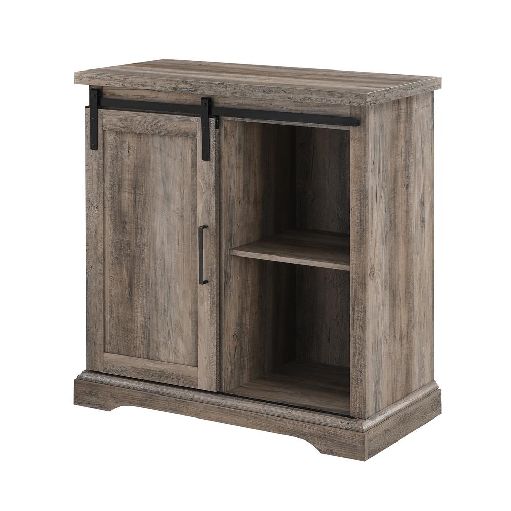 Alba 32" Accent Cabinet with Sliding Grooved Door - Grey Wash. Picture 6