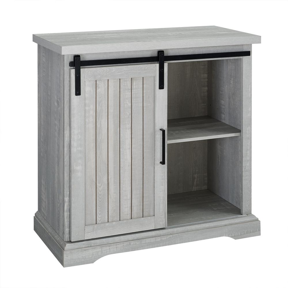 32" Farmhouse Wood Buffet Cabinet with Sliding Door  - Stone Grey. The main picture.