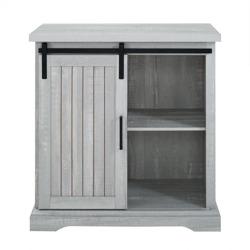32" Farmhouse Wood Buffet Cabinet with Sliding Door  - Stone Grey. Picture 3