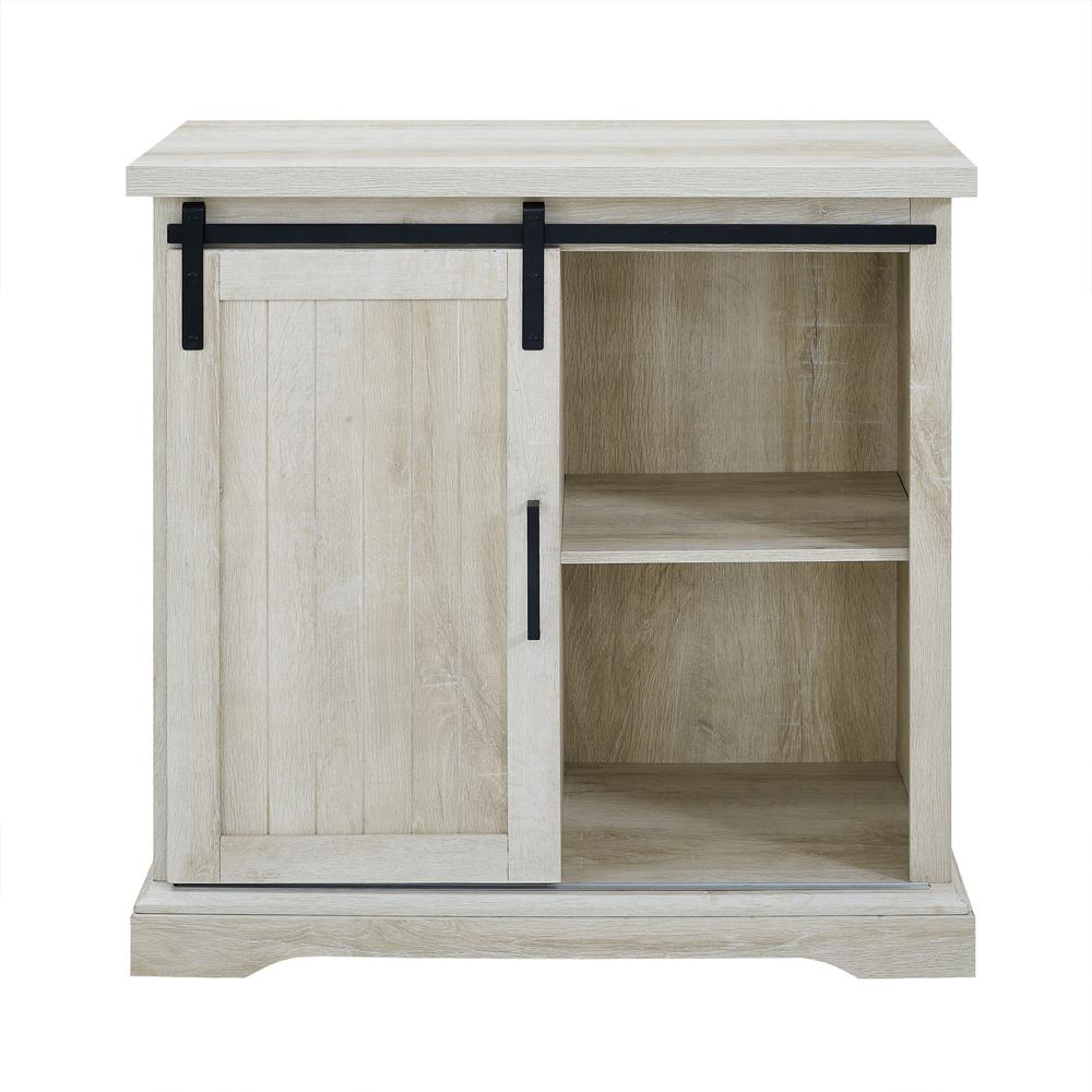 32" Farmhouse Wood Buffet Cabinet with Sliding Door - White Oak. Picture 4