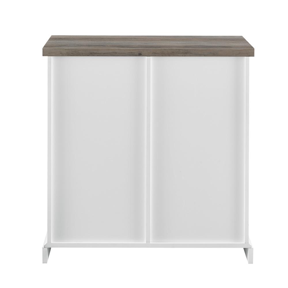 32" Sliding Slat Door Accent Console - Solid White / Grey Wash. Picture 4