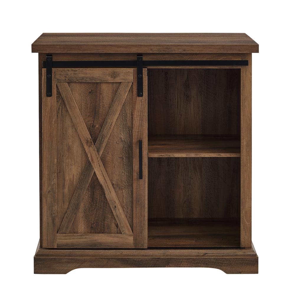 32" Rustic Farmhouse Wood Buffet Cabinet with Sliding Barn Door - Rustic Oak. Picture 5