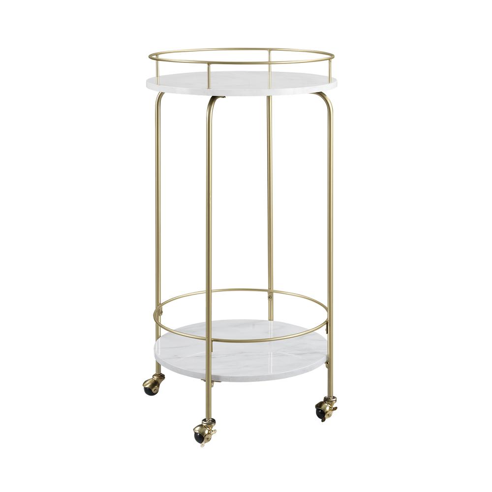 35" Faux Marble Modern Bar Cart. Picture 1
