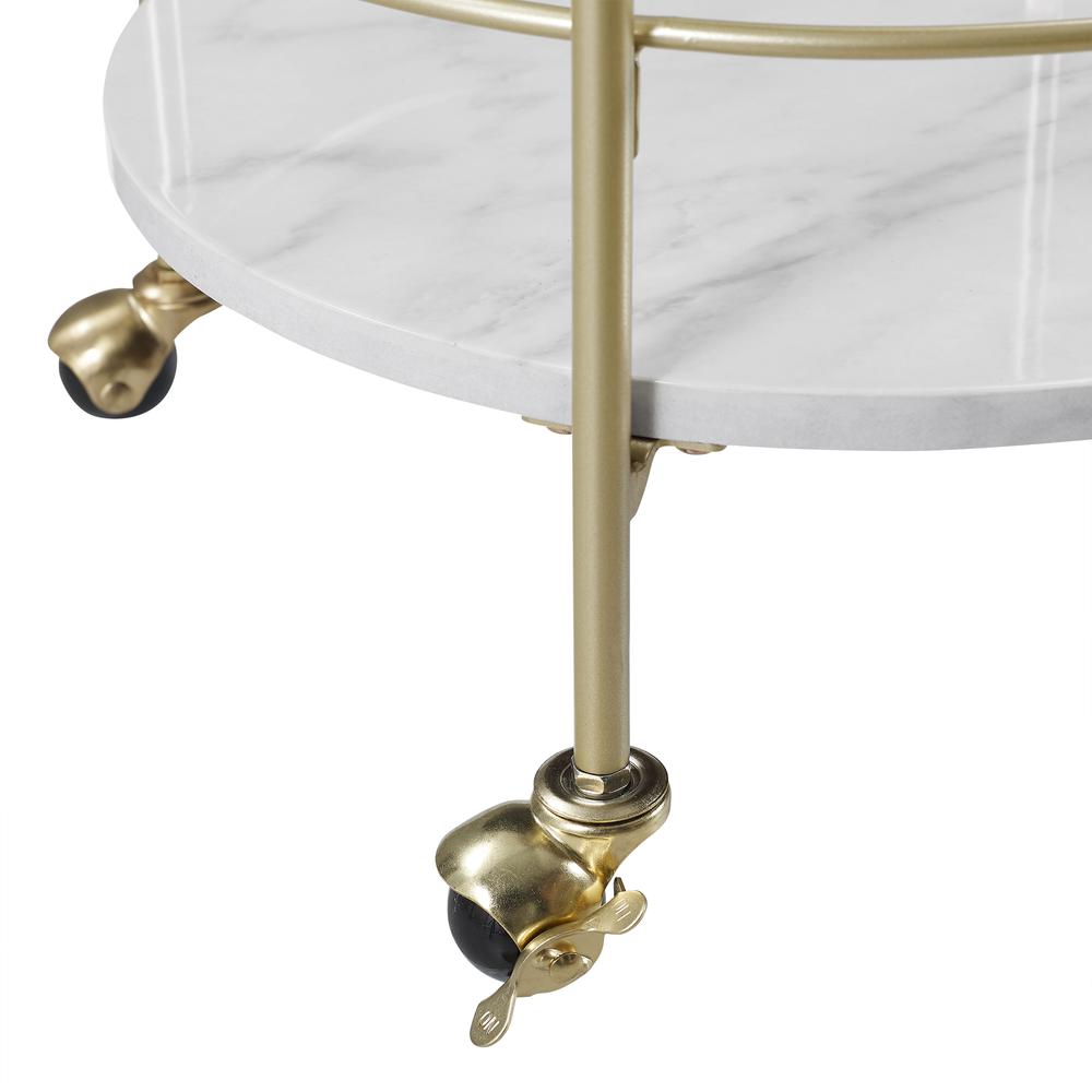 35" Faux Marble Modern Bar Cart. Picture 3