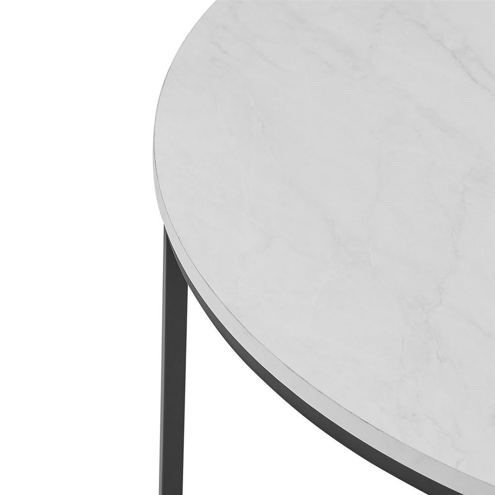 Alissa 16" Coffee Table with X-Base - Faux White Marble/Black. Picture 5