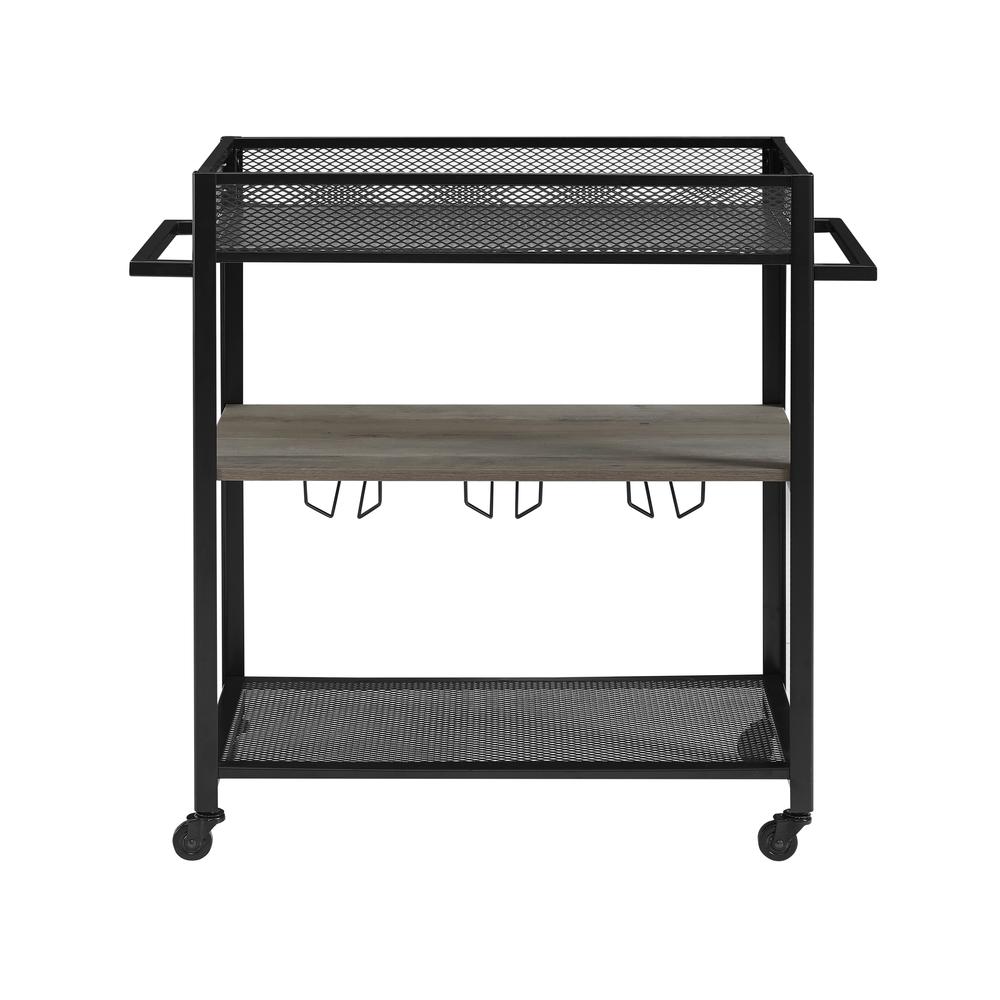 36" Bar Cart with Shelf and Hangers - Grey Wash. Picture 3