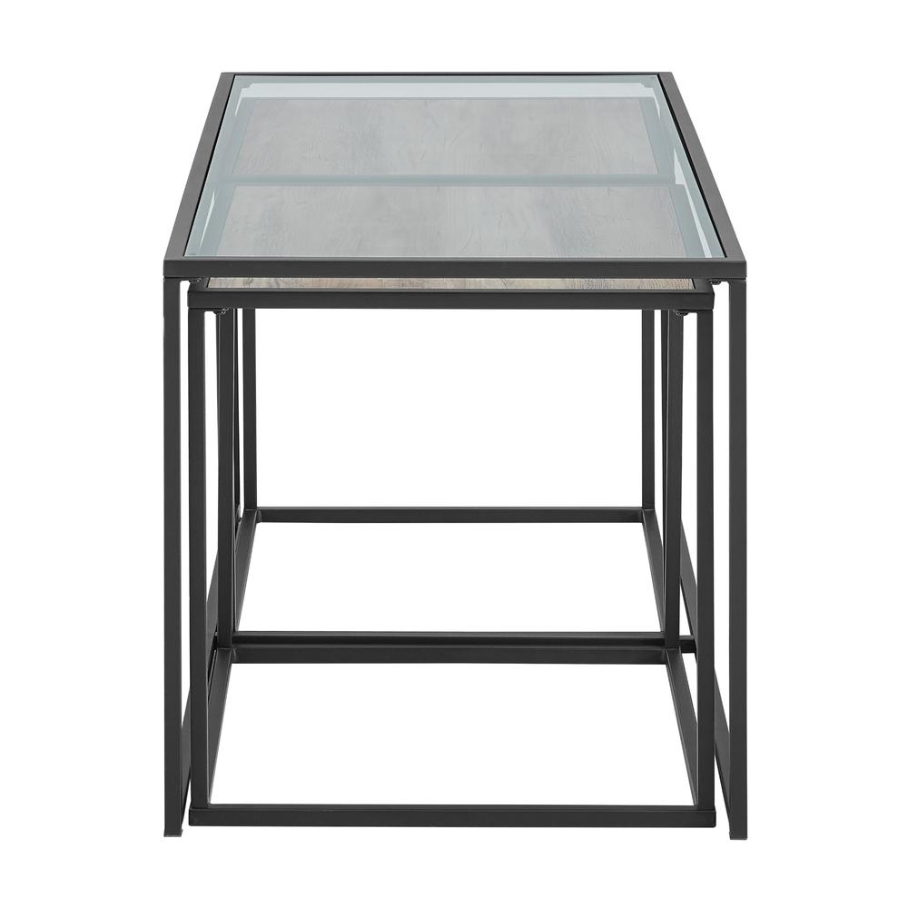 3-Piece Industrial Nesting Table Set - Glass/Grey Wash. Picture 5