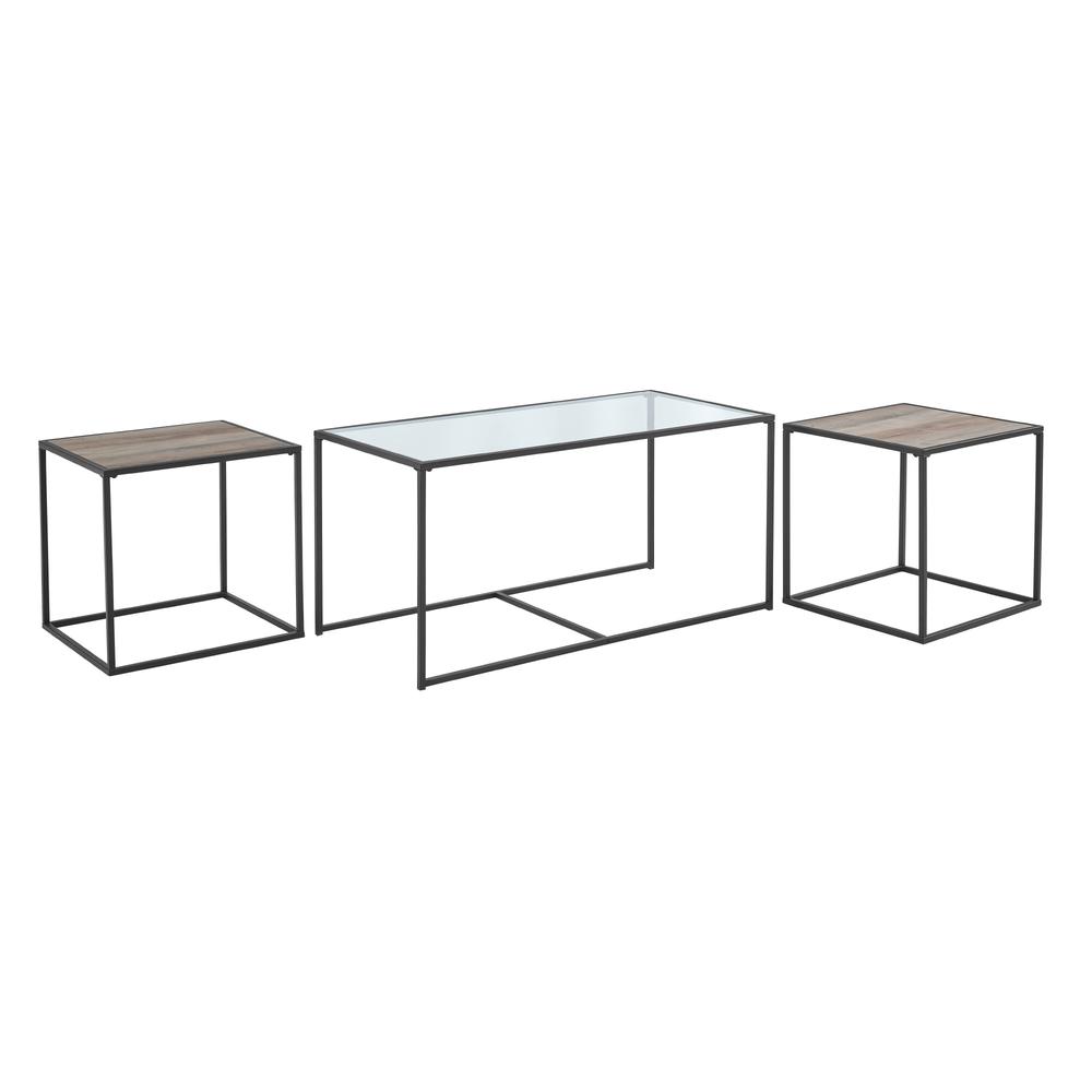 3-Piece Industrial Nesting Table Set - Glass/Grey Wash. Picture 12