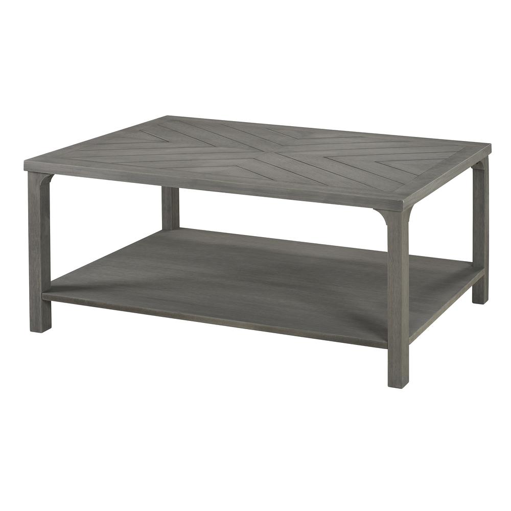 42" Solid Wood Chevron Coffee Table - Grey. Picture 1