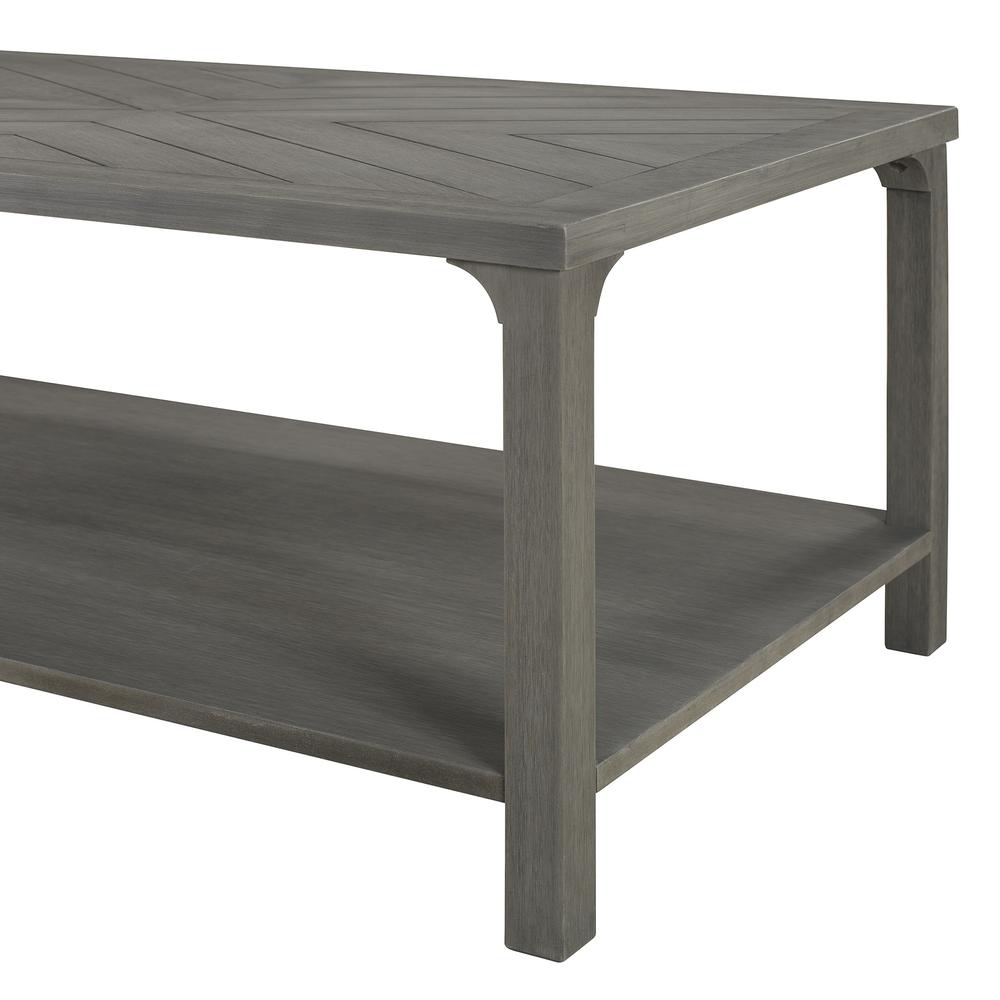 42" Solid Wood Chevron Coffee Table - Grey. Picture 3