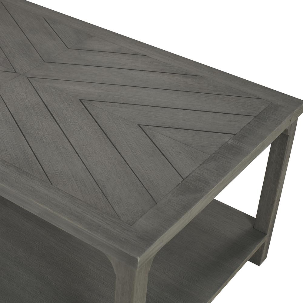 42" Solid Wood Chevron Coffee Table - Grey. Picture 4