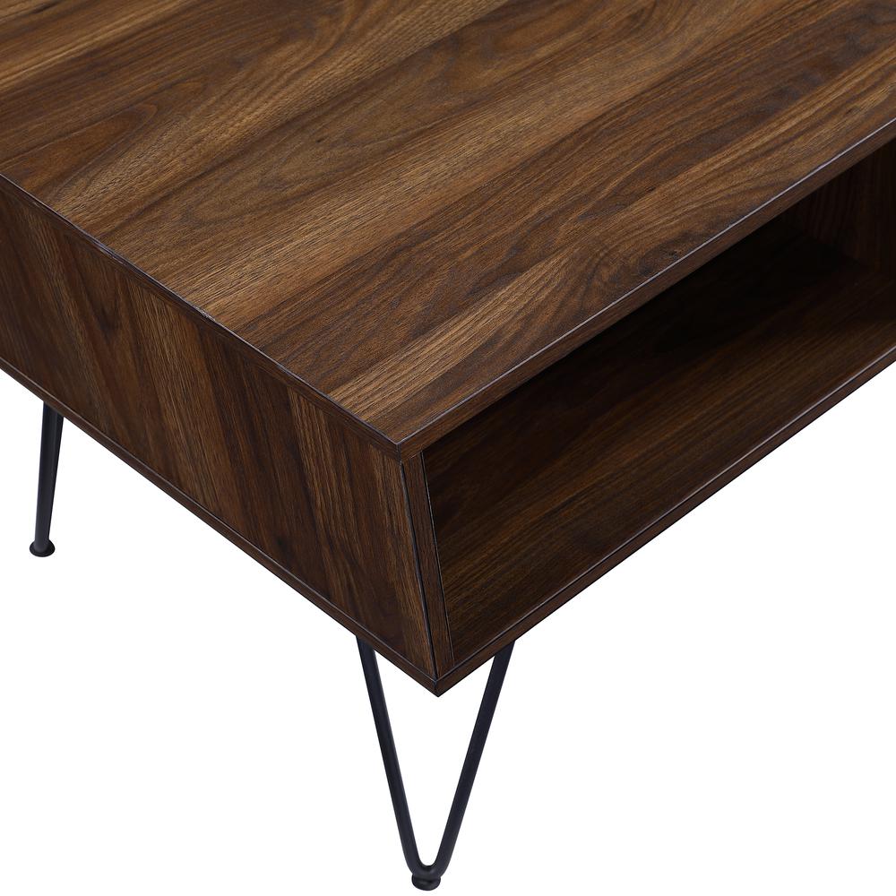 42" Angled Coffee Table with Hairpin Legs - Dark Walnut. Picture 4