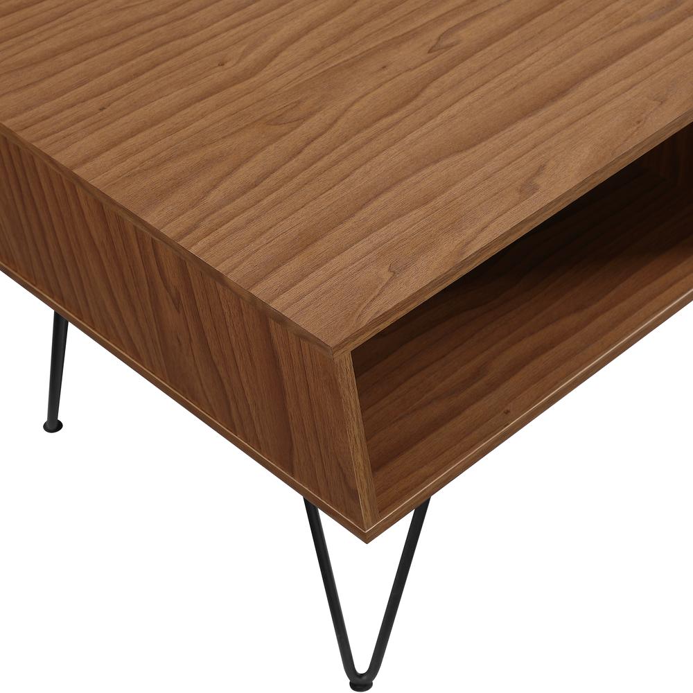 42" Angled Coffee Table with Hairpin Legs - Pecan. Picture 4