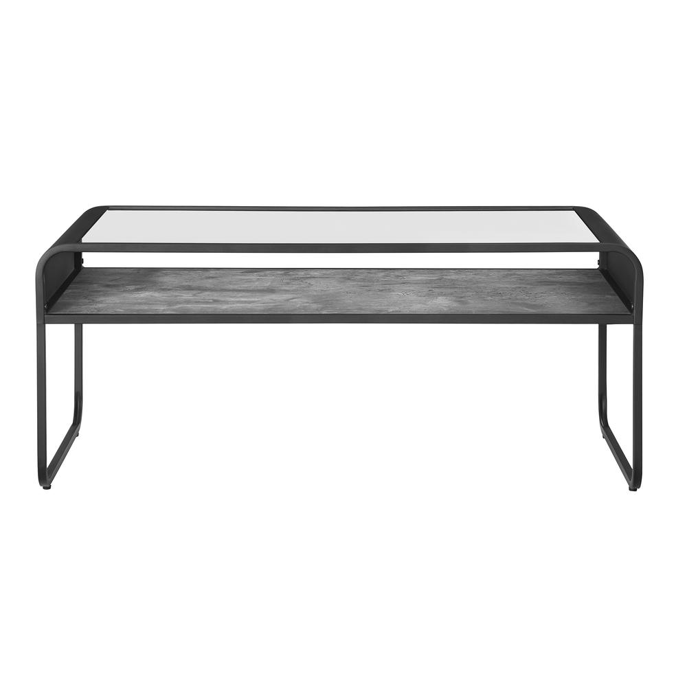42" Modern Reversible Shelf Coffee Table - Dark Concrete/Reclaimed Barnwood. Picture 1