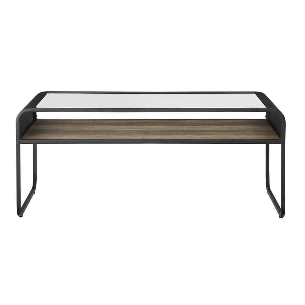 42" Modern Reversible Shelf Coffee Table - Dark Concrete/Reclaimed Barnwood. Picture 4