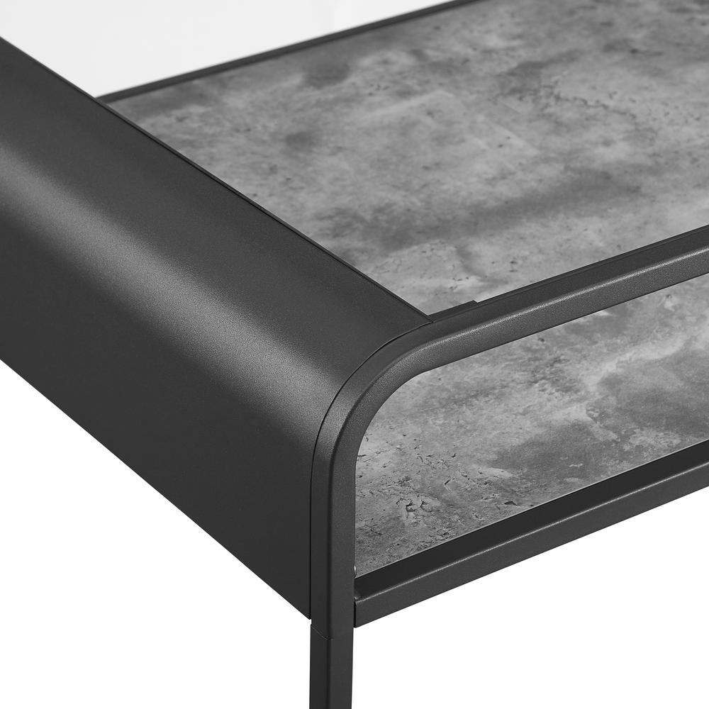 42" Modern Reversible Shelf Coffee Table - Dark Concrete/Reclaimed Barnwood. Picture 5