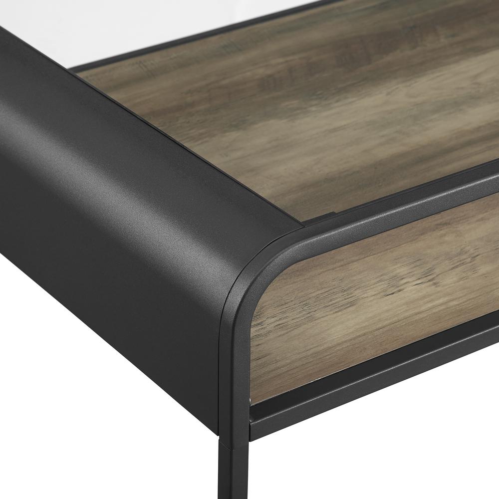 42" Modern Reversible Shelf Coffee Table - Dark Concrete/Reclaimed Barnwood. Picture 6