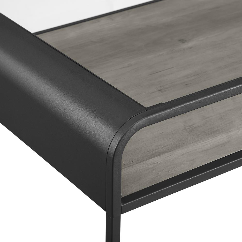 42" Modern Reversible Shelf Curved Metal Coffee Table - Grey Wash/Dark Walnut. Picture 5