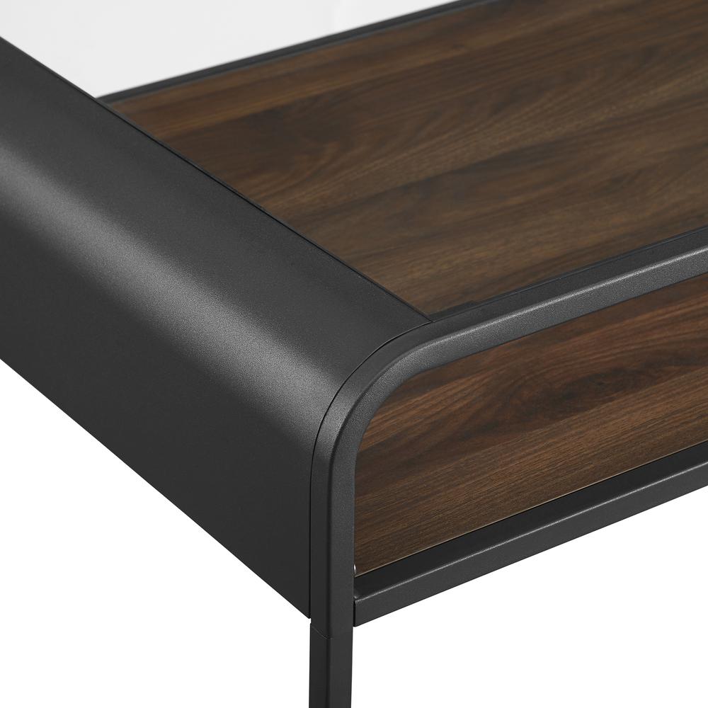 42" Modern Reversible Shelf Curved Metal Coffee Table - Grey Wash/Dark Walnut. Picture 6