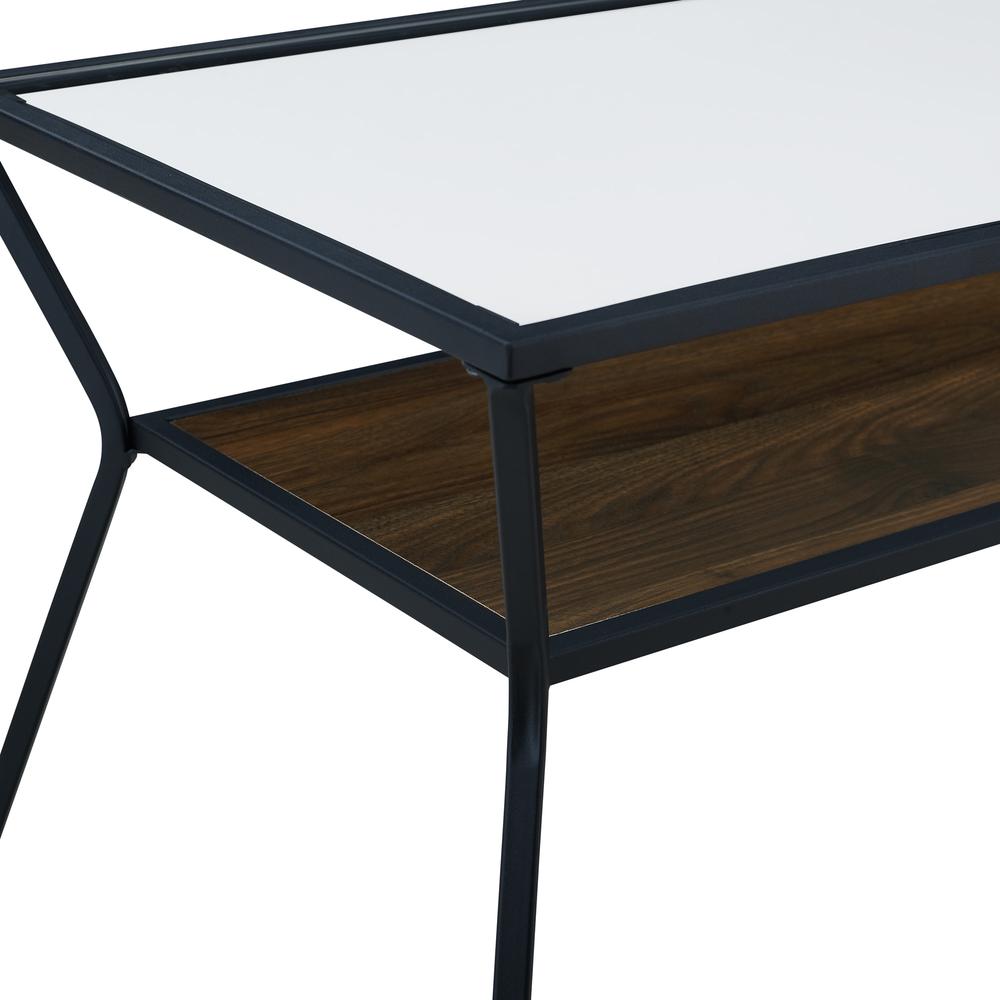 42" Modern Metal & Glass Coffee Table - Dark Walnut. Picture 4
