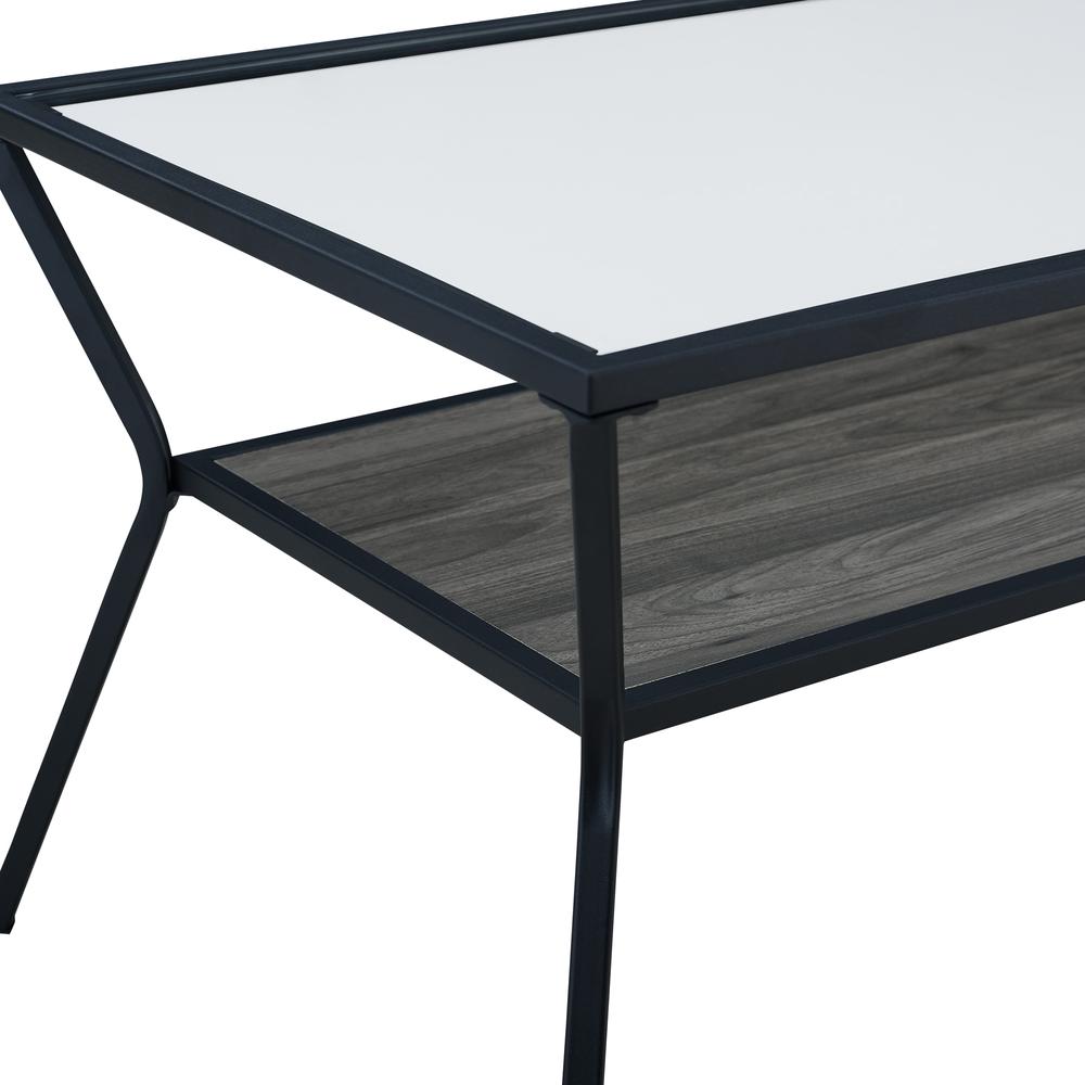 42" Modern Metal & Glass Coffee Table - Slate Grey. Picture 4