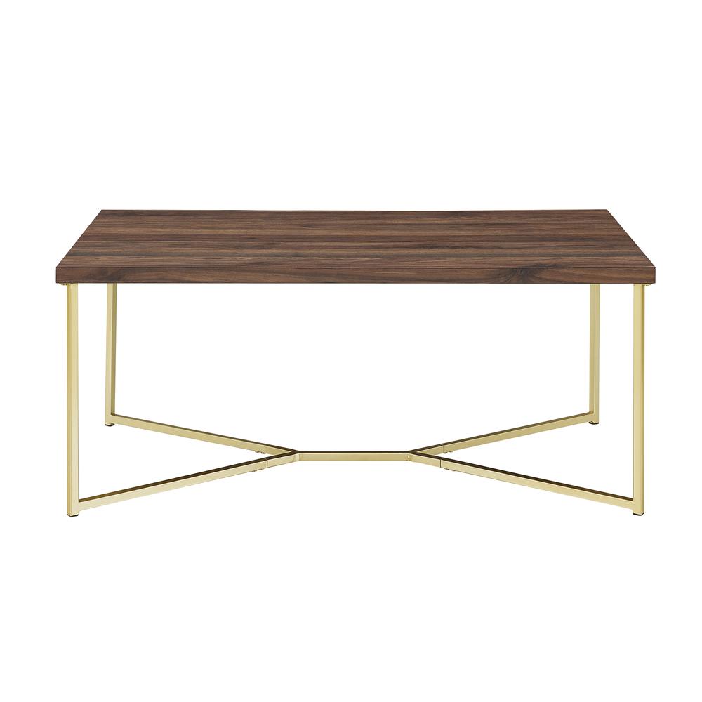 42" Mid Century Modern Y-Leg Coffee Table - Dark Walnut/Gold. Picture 3