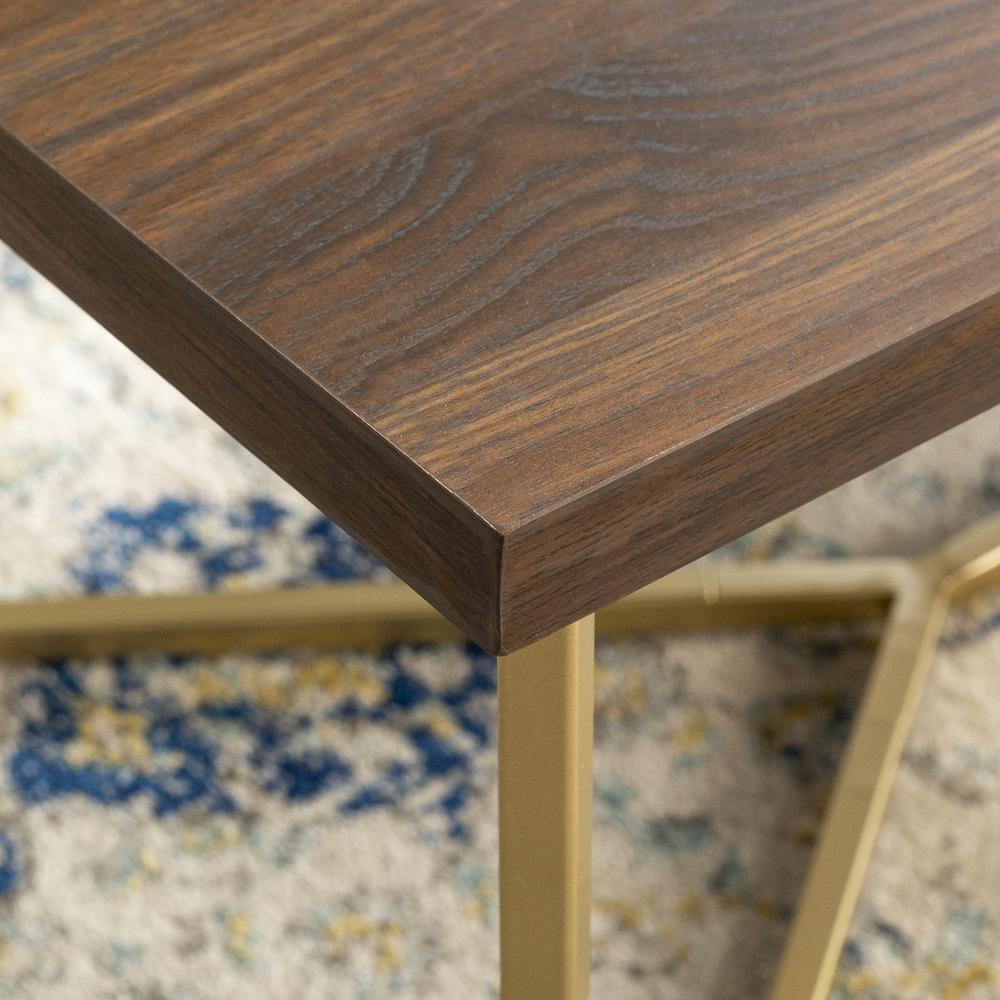 42" Mid Century Modern Y-Leg Coffee Table - Dark Walnut/Gold. Picture 4