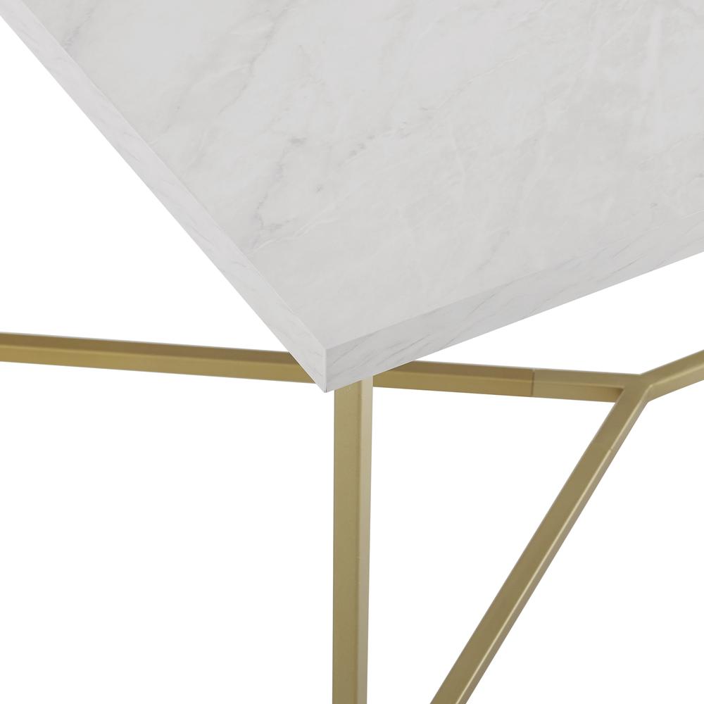 42"Faux Marble  Y-Leg Coffee Table - Gold. Picture 4